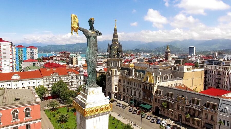 From Trabzon: Group Walking Tour through Batumi in Georgia - Coastal Drive: rivers, city buildings, and the space-shuttle petrol station