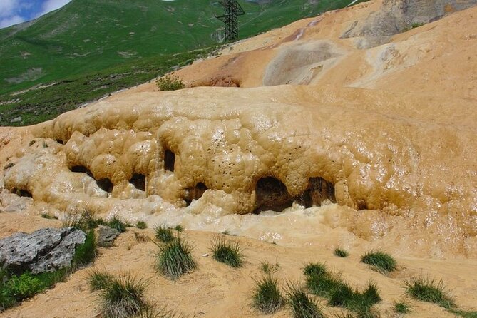 KAZBEGI GUDAURI ANANURI One day group tour From Tbilisi! - Jvari Pass Travertines and Mineral Springs: When Rock Looks Like Snow